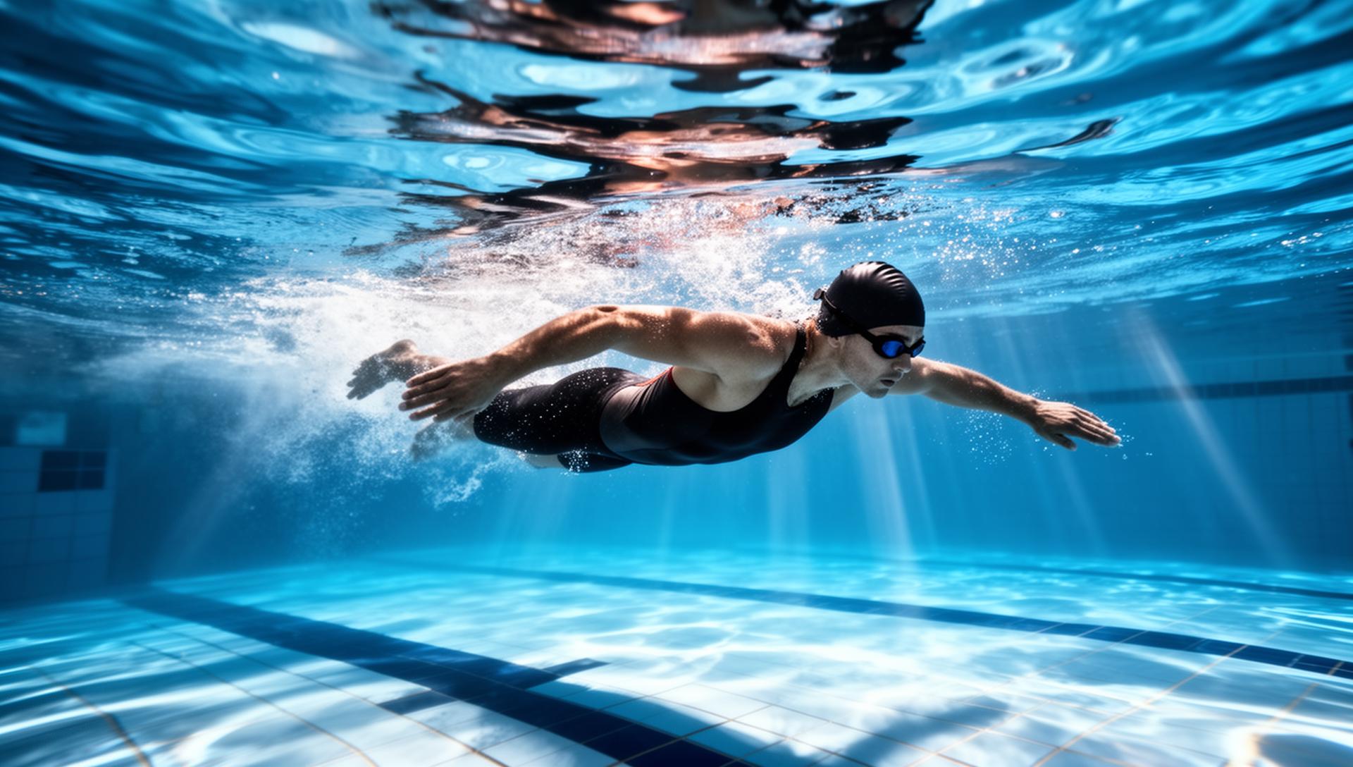 Swimmer doing freestyle in a pool