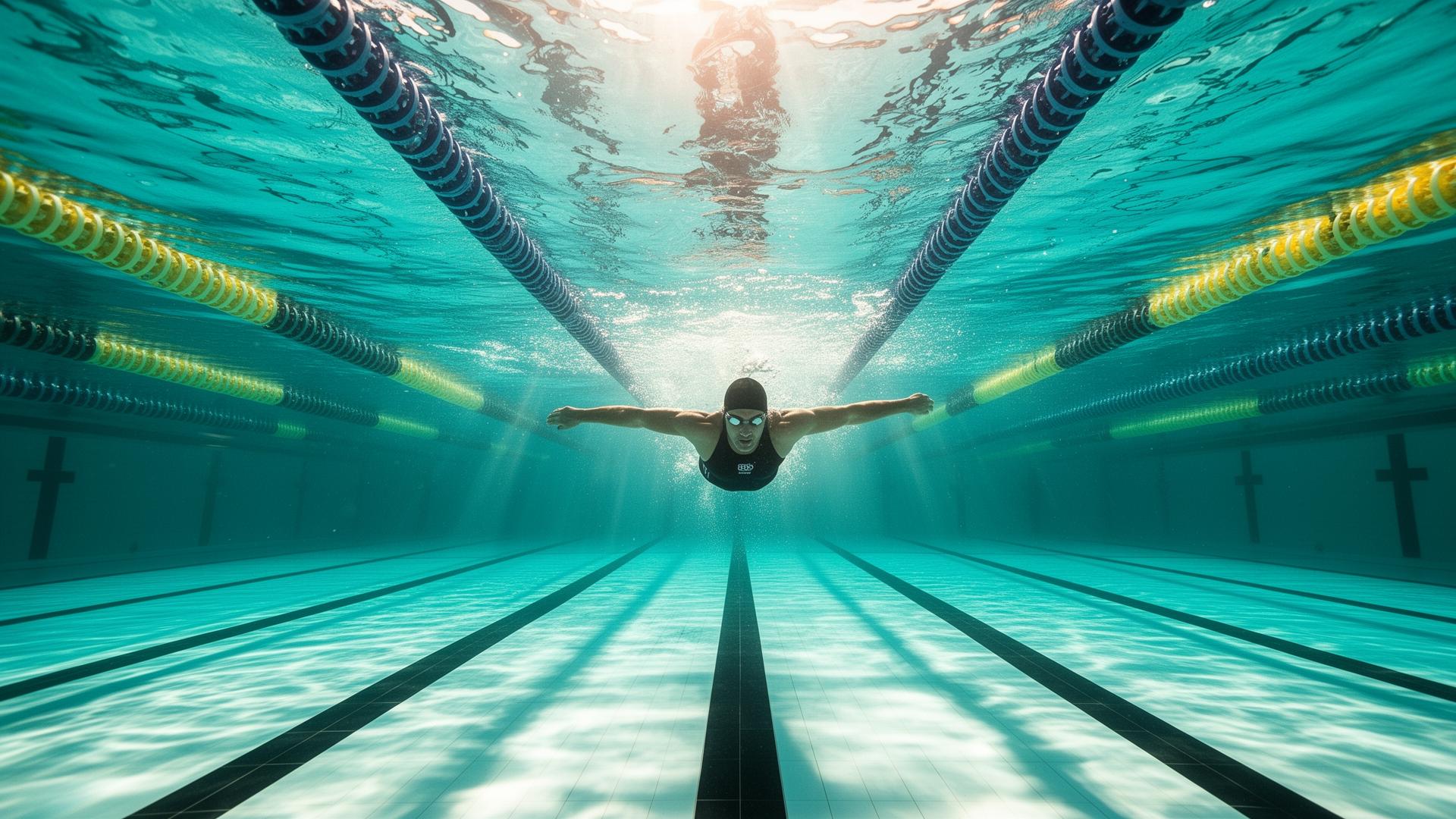 Swimmer in action underwater